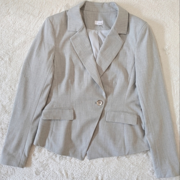 Ecru Sz 4 Small Gray Women's Blazer Single Breasted Button Notched Lined Pocket - Picture 1 of 8